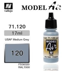 Vallejo 71120 17 ml. Dark Ghost Gray, Model Air Serisi Model Boyası