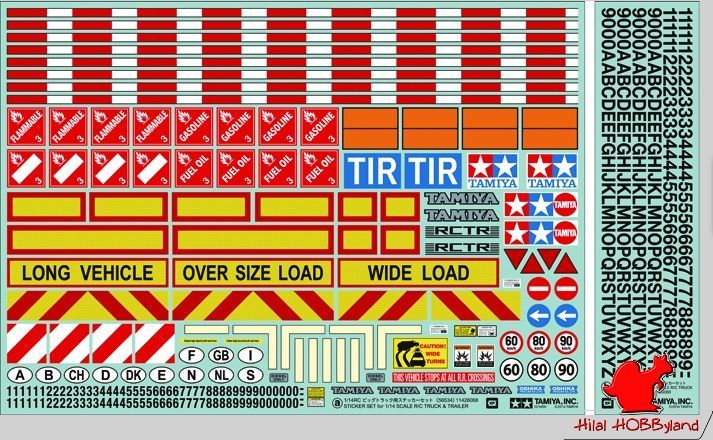 Tamiya 1/14 TIR / Kamyon / Dorse Sticker Seti