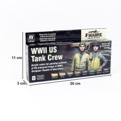 Vallejo 70186 8x17 ml. WWII US Tank Crew, by Jaume Ortiz, Model Color Serisi Model Boyası Seti