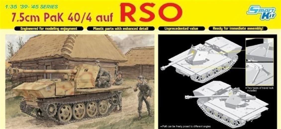 Dragon 6640 1/35 Ölçek 7.5cm PaK 40/4 auf RSO Tanksavar Topu Plastik Model Kiti