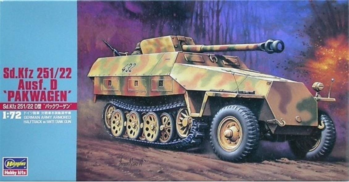 Hasegawa MT45 31145 1/72 Ölçek Sd.Kfz 251/22 Ausf.D (Pakwagen) Personel Taşıyıcı Plastik Model Kiti