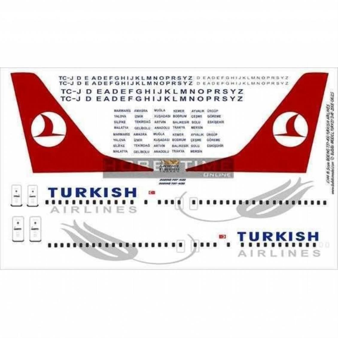 Babibi DAT01025 1/144 Thy, Boeing 737-400, Dekal Çıkartma