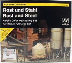 Vallejo 70150 9x17 ml. Efekt Seti, Rust, Steel ve 2 Fırça, Model Color Serisi Model Boyası Seti