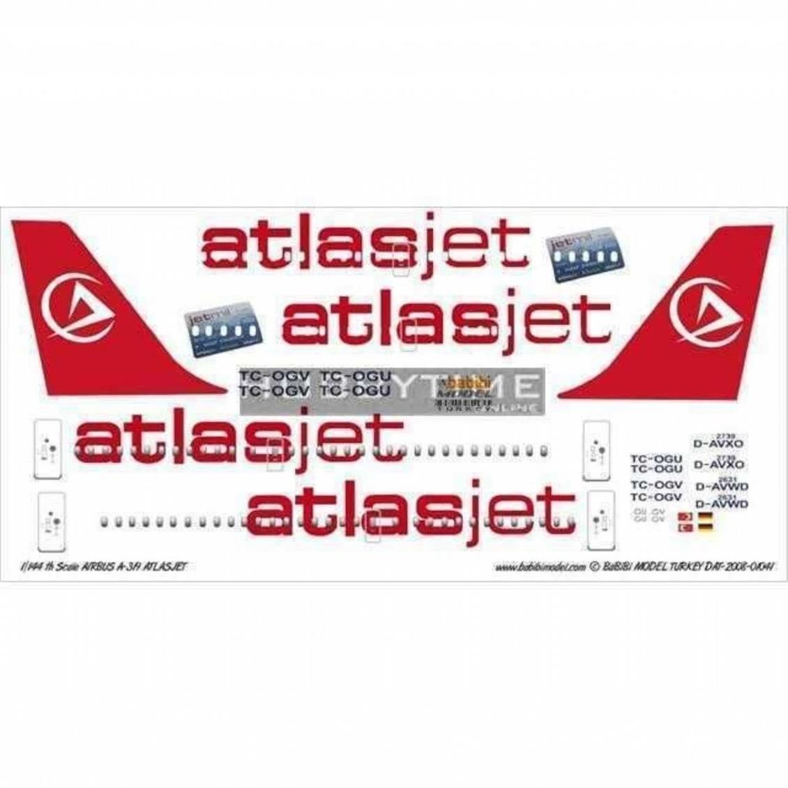 Babibi DAT01041 1/144 Atlasjet, Airbus A319,  Dekal Çıkartma