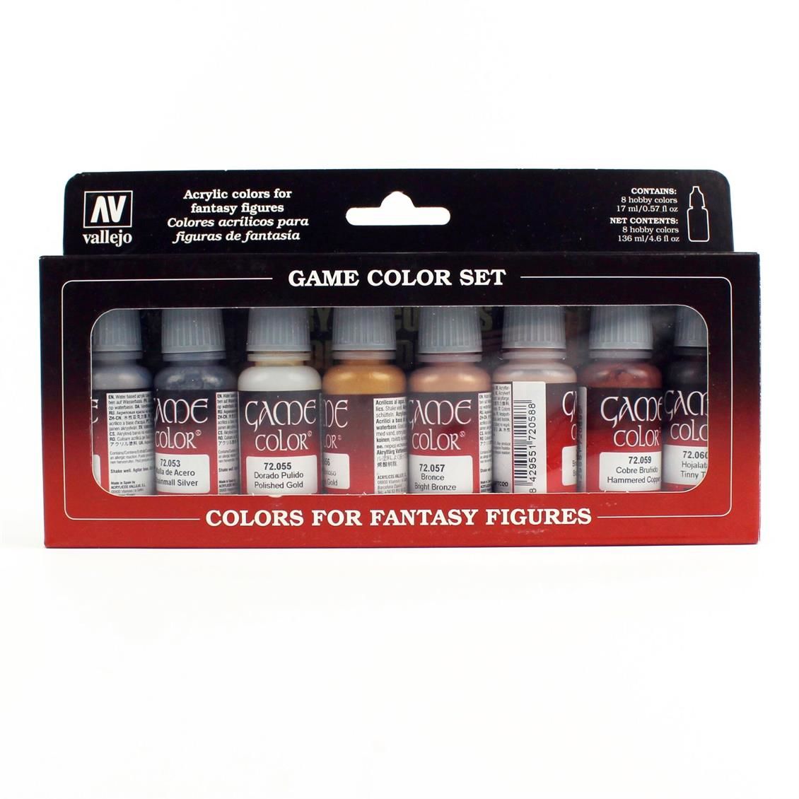 Vallejo 72296 8x17 ml. Game Inks, Game Color Serisi Model Boyası Seti