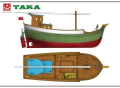 Türk Model 1/35 121 Taka Karadeniz Balıkçı Teknesi, Demonte Ahşap Maketi