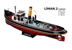 Türk Model 1/20 124 Liman 2 Römorkörü, R/C Dönüşebilir, İç Detaylı ve Aydınlatma Ledli, Demonte Ahşap Maketi