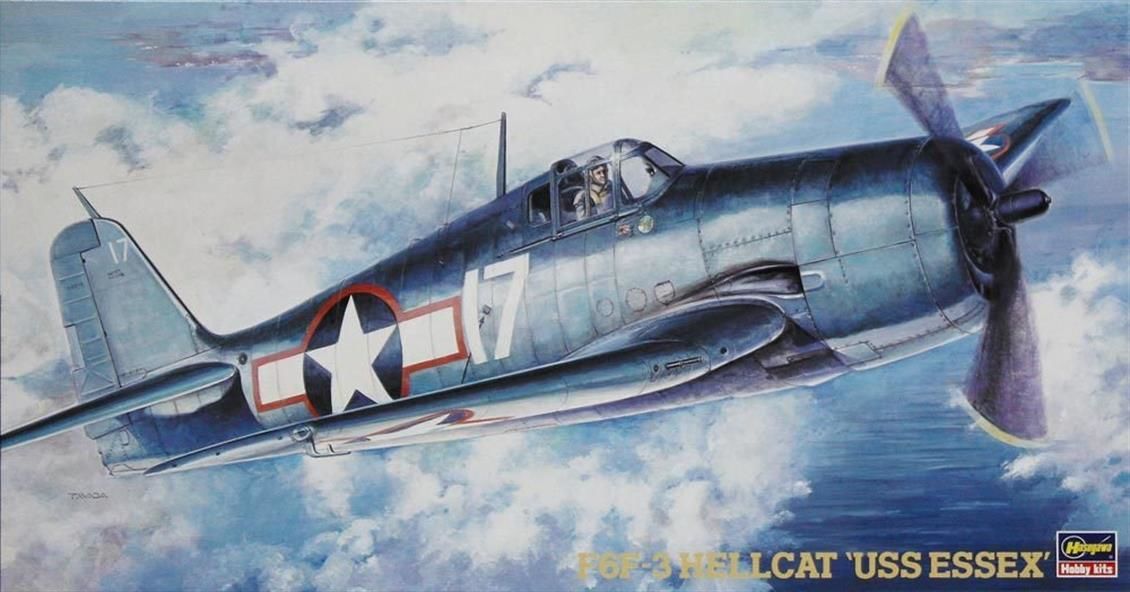 Hasegawa JT34 09134 1/48 Ölçek F6F-3 Hellcat (USS Essex) Savaş Uçağı Plastik Model Kiti