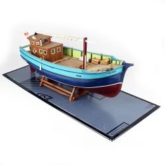 QD402 70 cm. Karadeniz Takası, Sergilemeye Hazır, Camekanlı Ahşap Gemi Modeli