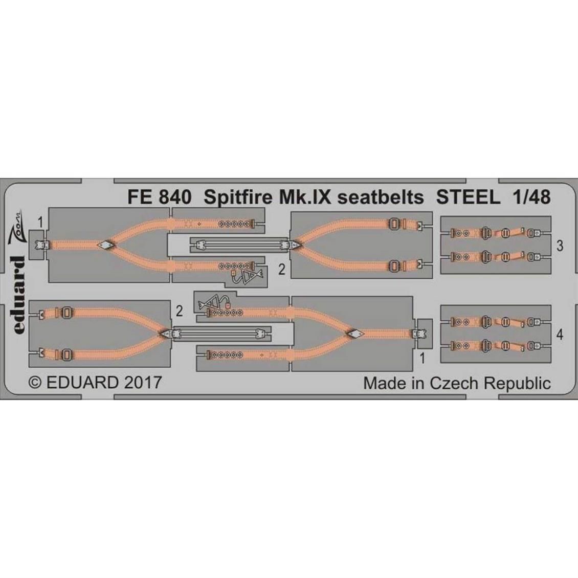 EDUARD FE840 1/48 Spitfire Mk.IX seatbelts STEEL F