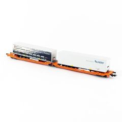 Piko 58972 1/87 Articulated intermodal car T3000e Wascosa VI, w 2 ''sieber trailers, 2 adet, Model tren yük vagonu