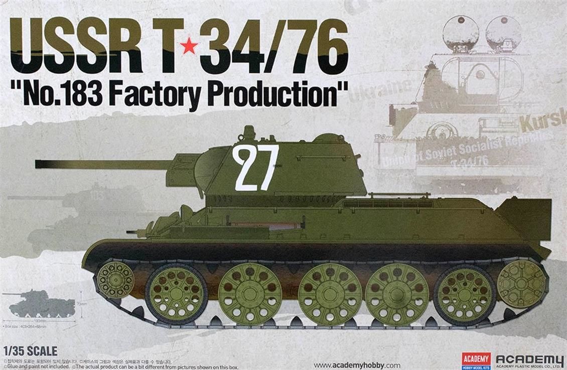 Academy 13505 1/35 Sovyet T-34/76 NO.183 Factory Product Tankı Demonte Plastik Maketi