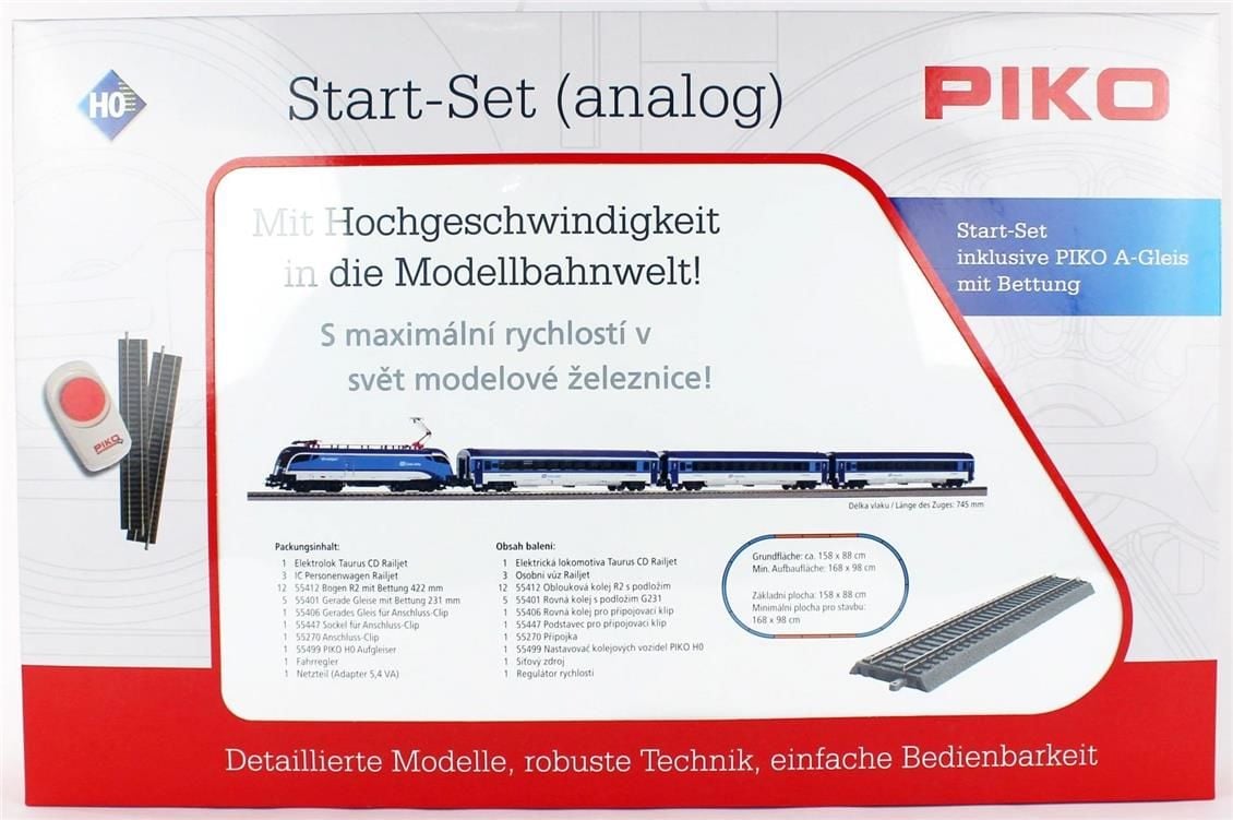 Starter Set Taurus CD Railjet w. 3 IC Passenger Cars Railjet, PIKO A-Track w. Railbed