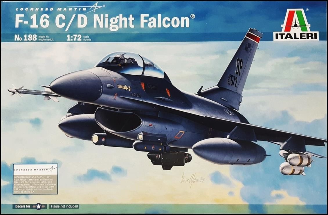 Italeri 0188S 1/72 F-16C/D Night Falcon Savaş Uçağı Demonte Plastik Maketi