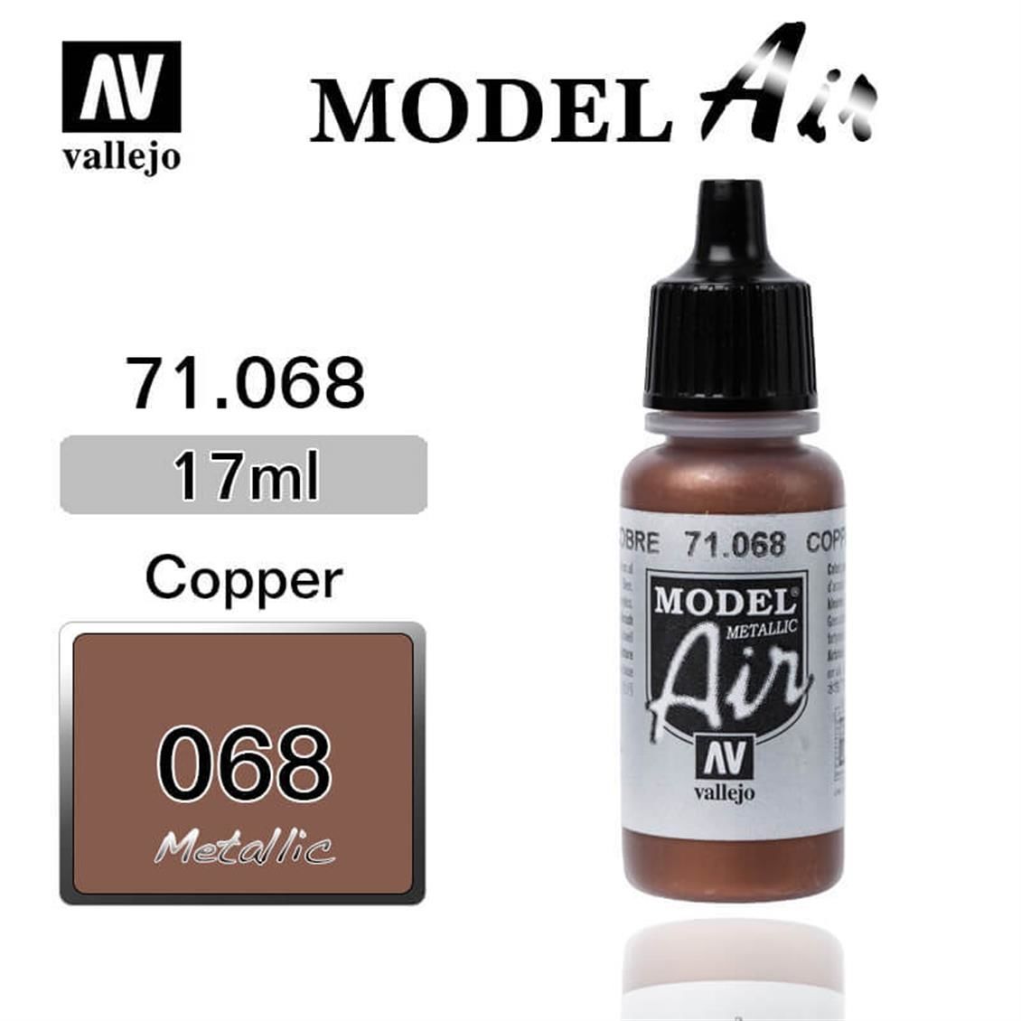 Vallejo 71068 17 ml. Copper, Model Air Serisi Model Boyası