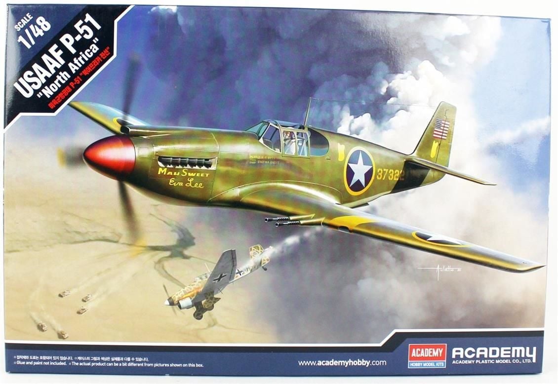 Academy 12338 1/48 USAAF P-51 (North Africa) Savaş Uçağı Demonte Plastik Maketi