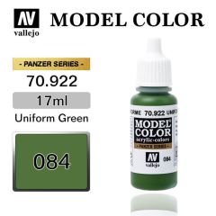 Vallejo 70922 17 ml. (84) Uniform Green-Matt, Model Color Serisi Model Boyası