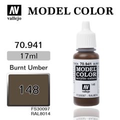 Vallejo 70941 17 ml. (148) Burnt Umber-Matt, Model Color Serisi Model Boyası