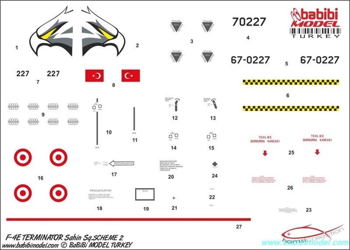 Babibi DBT01117 1/48 F-4, Şahin Son, Dekal Çıkartma