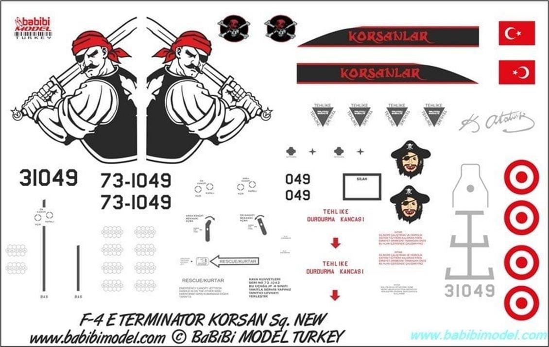 Babibi DBT01134 1/48 F-4, Korsan Yeni, Dekal Çıkartma