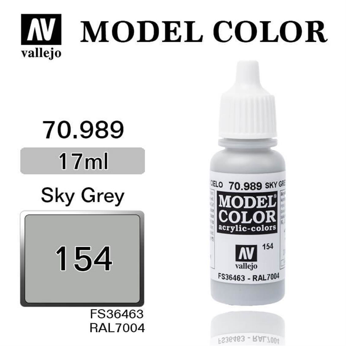 Vallejo 70989 17 ml. (154) Sky Grey-Matt, Model Color Serisi Model Boyası