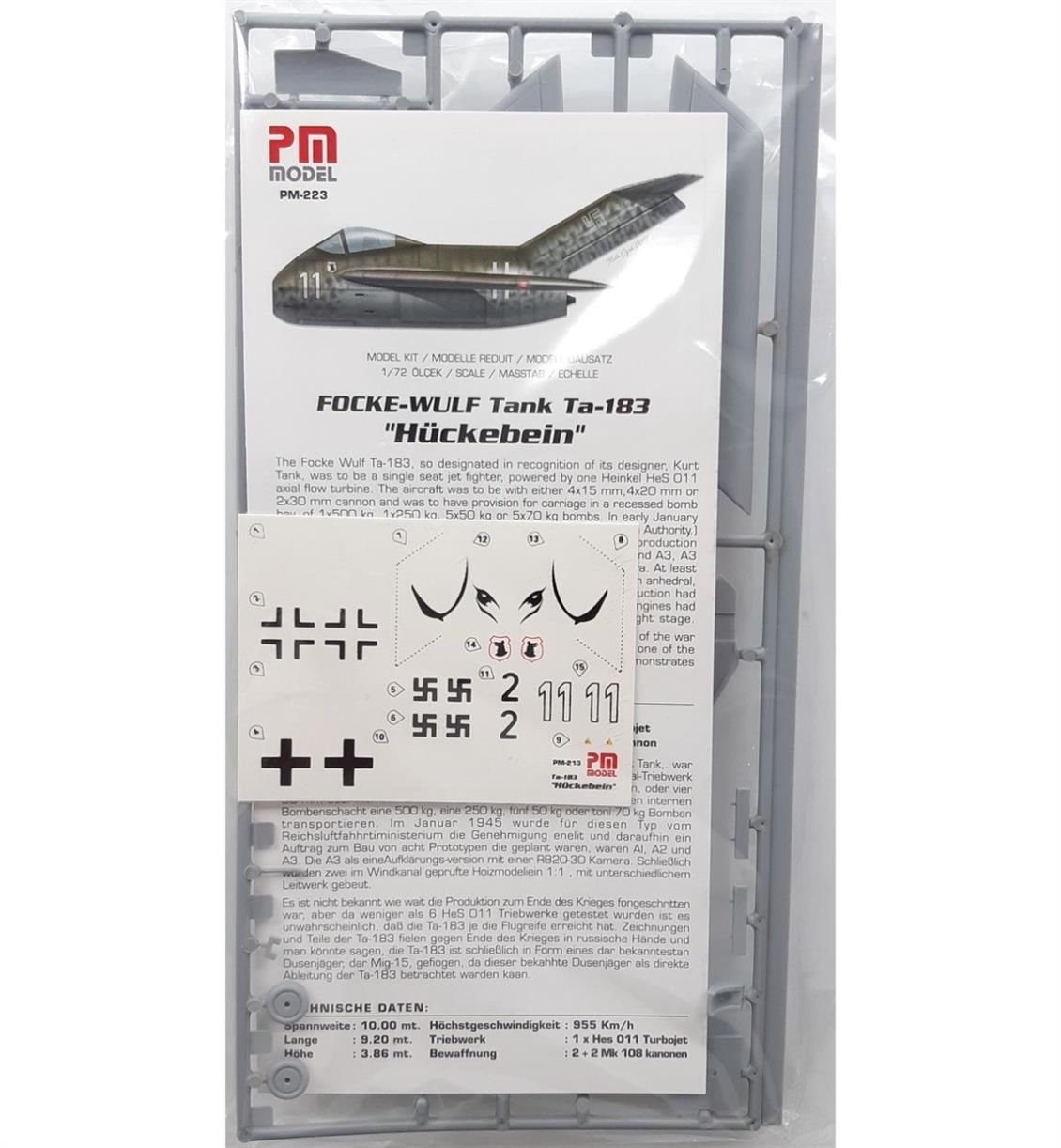 PM Model 213 1/72 TA-183 Focke Wolf Savaş Uçağı Demonte Plastik Maketi