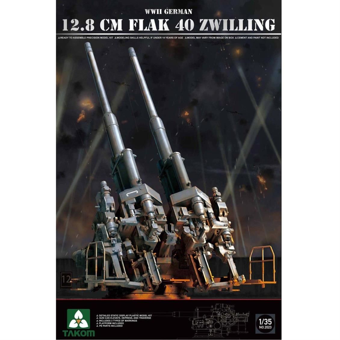 2023 1/35 WWII German 12.8 cm FlaK 40 Zwilling