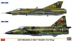 Hasegawa 02281 1/72 Ölçek J35F Draken ve SH37 Viggen F13 Wing (Two kits in the box)  Savaş Uçağı Plastik Model Kiti