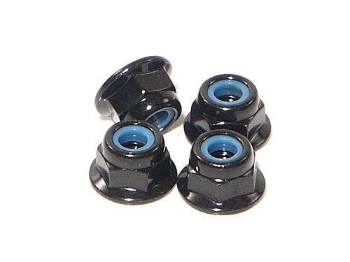 FLANGED LOCK NUT M4 BLACK(4pcs) 1/10 CARS