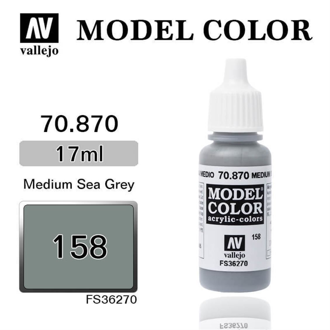 Vallejo 70870 17 ml. (158) Medium Sea Grey-Matt, Model Color Serisi Model Boyası