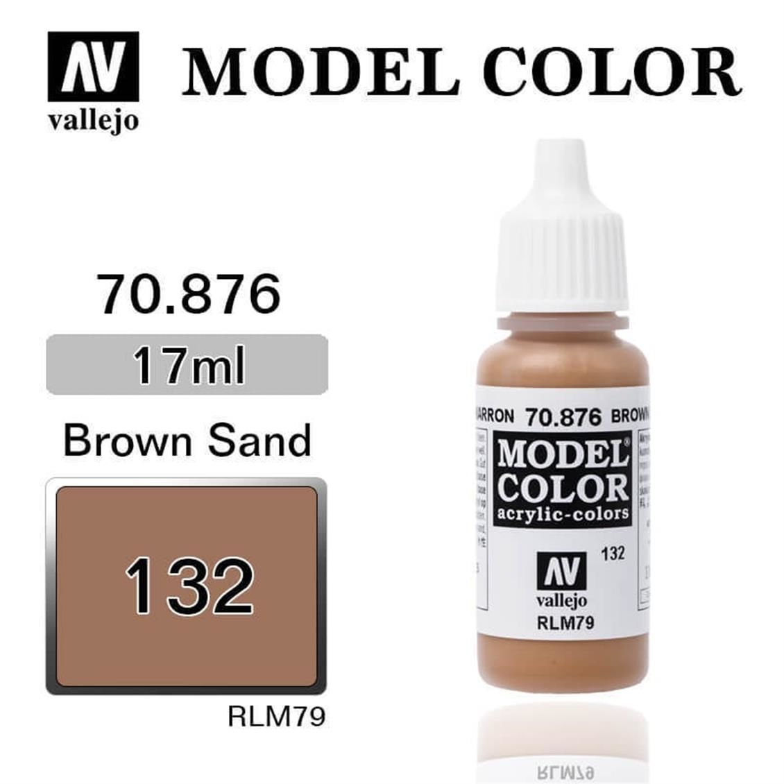 Vallejo 70876 17 ml. (132) Brown Sand-Matt, Model Color Serisi Model Boyası