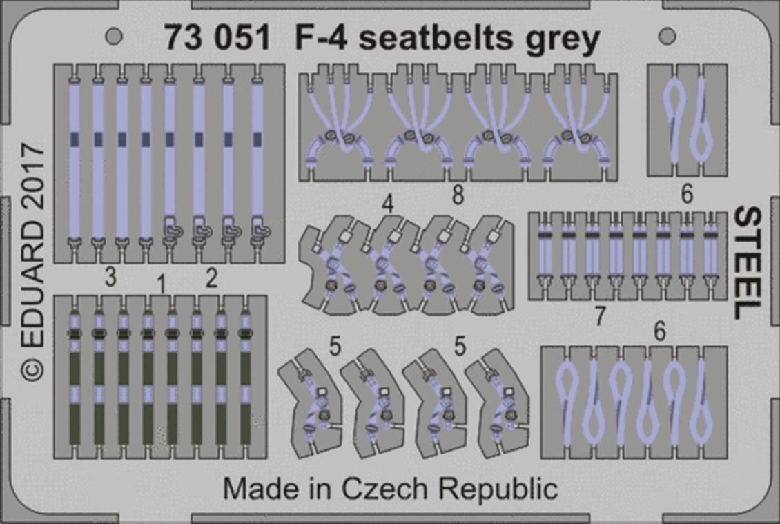 EDUARD 73051 1/72 F-4 seatbelts grey STEEL Maket D