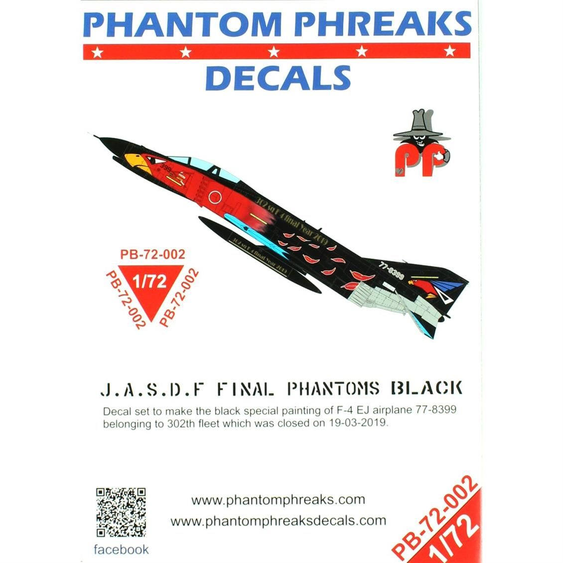 Babibi PB72002 1/72 Jasdf F4-EJ Son Samuray Siyah Phantom, Dekal Çıkartma