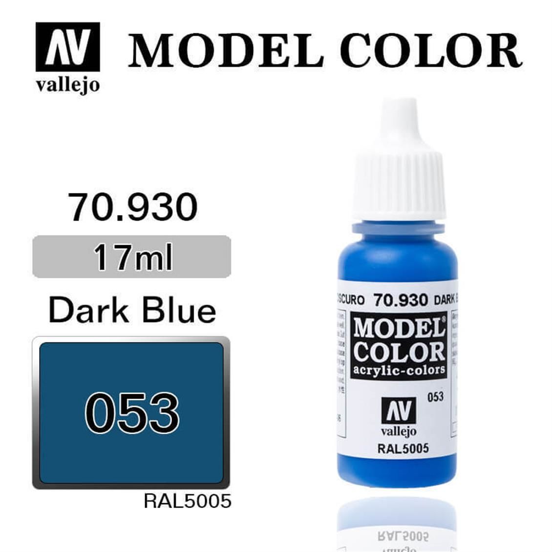 Vallejo 70930 17 ml. (53) Dark Blue-Matt, Model Color Serisi Model Boyası