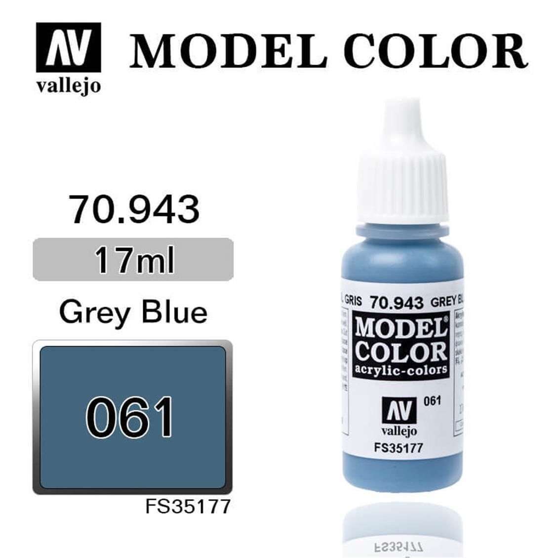 Vallejo 70943 17 ml. (61) Grey Blue-Matt, Model Color Serisi Model Boyası