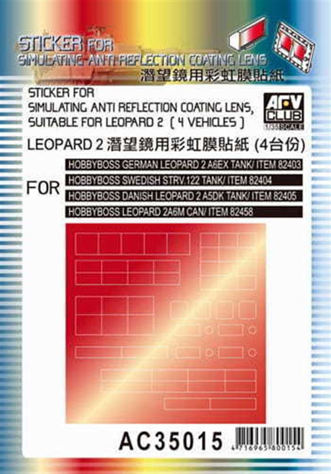 AFV Club AC35015 1/35 Sticker for Simulating Anti Reflection Coating Lens,Suitable for Leopard Tank Detay Seti