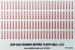 Babibi B3D-0001 1/72 Remove Flight Tags, 3 Boyutlu Dekal Çıkartma