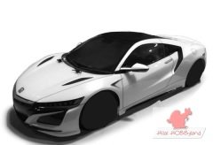 1/10 Tamiya Honda Acura NSX 190 mm Boyasız Şeffaf Kaporta