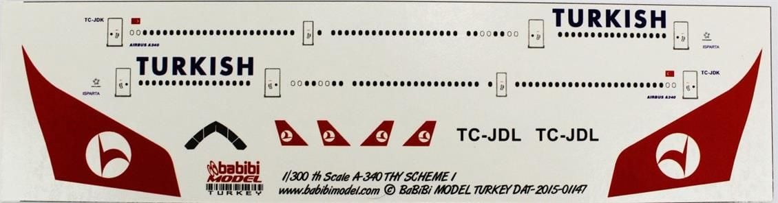 Babibi DAT01147 1/300 Thy, Airbus A340, Şema-1, Dekal Çıkartma