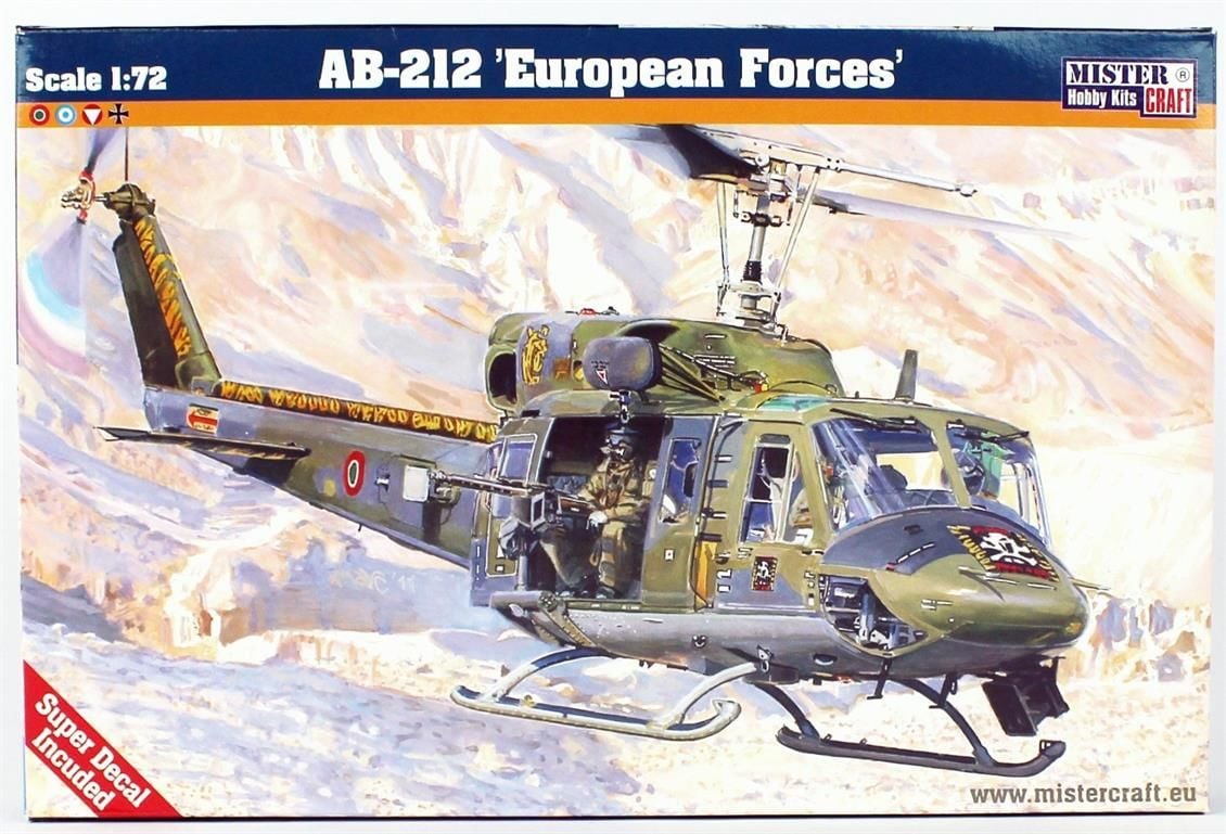 Mistercraft D054 1/72 AB-212 (Avrupa Kuvvetleri) Helikopteri Demonte Plastik Maketi