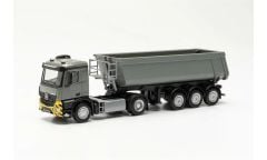 Herpa 315654 1/87 Ölçek MB Arocs Kırkayak Damperli Kamyon, Gri, Sergilemeye Hazır Model Araç