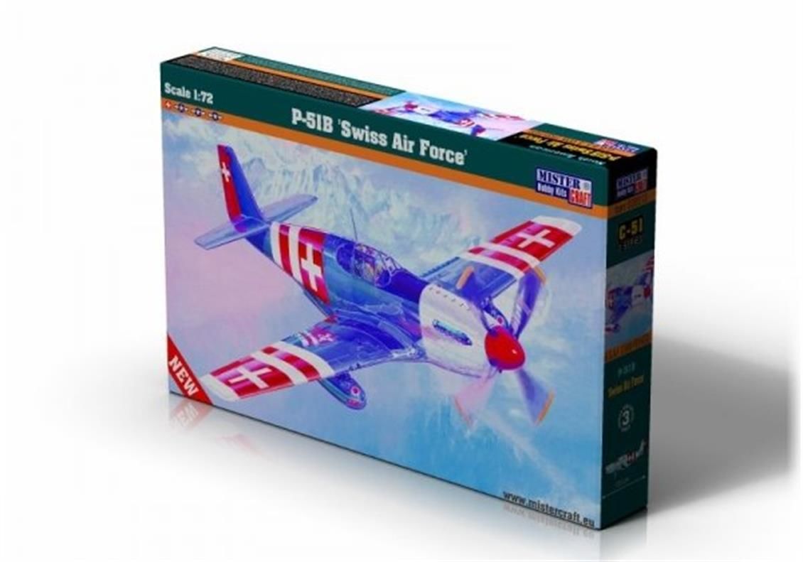 Mistercraft C051 1/72 P-51 B (Swiss Air Force) Savaş Uçağı Demonte Plastik Maketi