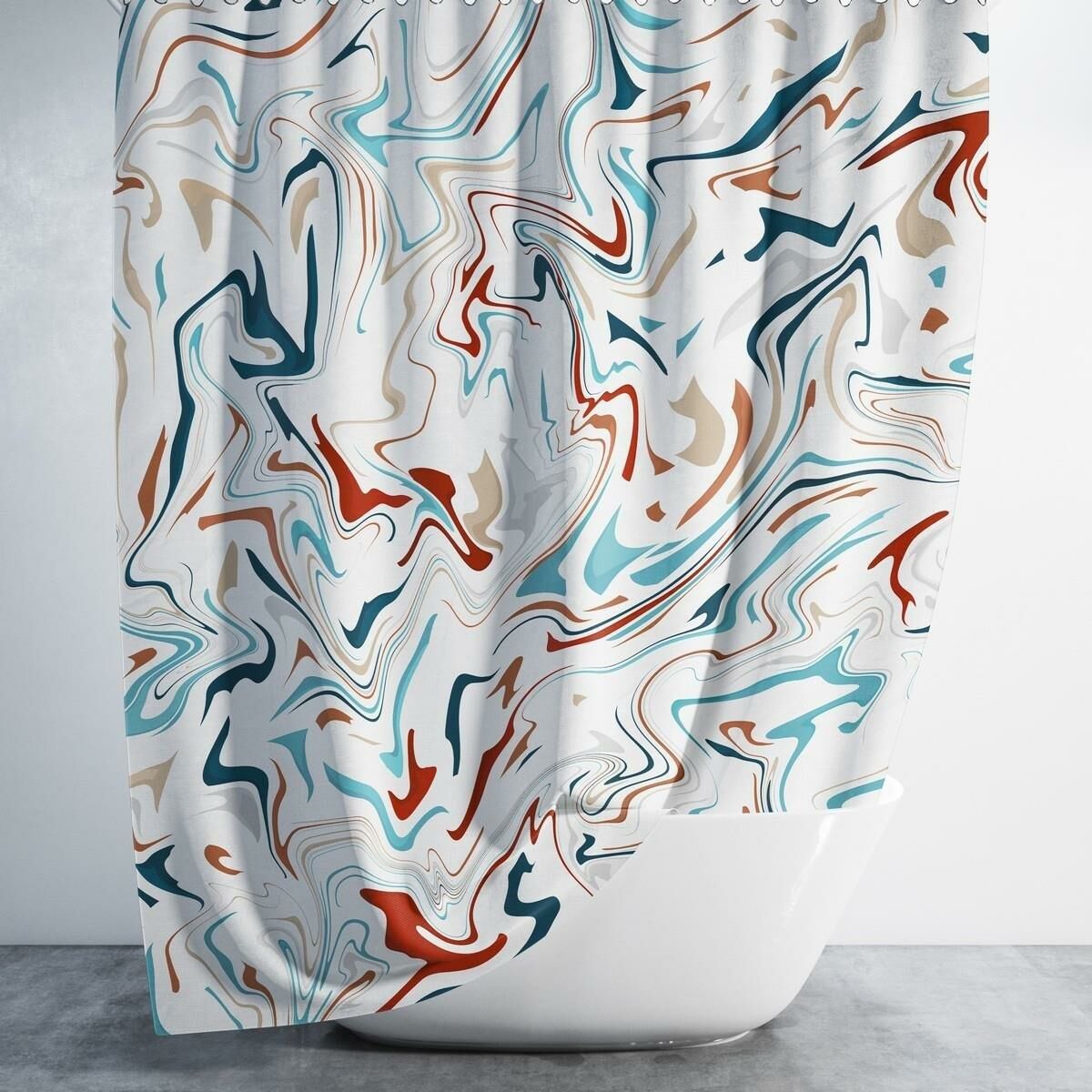 Banyo Perdesi 1x180x200 Tek Kanat Duş Perdesi Halka Hediyeli Duşakabin Perdesi Multicolored