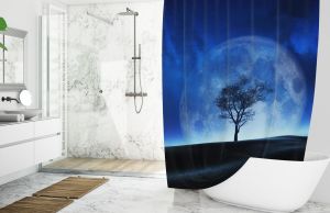 Banyo Perdesi 1x180x200 Tek Kanat Duş Perdesi Halka Hediyeli Duşakabin Perdesi Supermoon