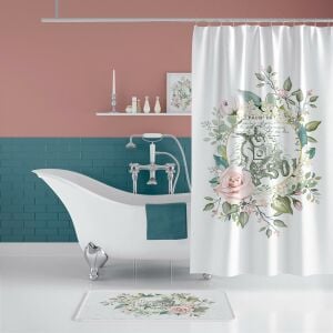 Banyo Paspas Ve Tek Kanat Duş Perdesi 1x180x200 Set Banyo Halısı Angel
