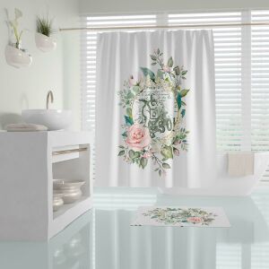 Banyo Paspas Ve Tek Kanat Duş Perdesi 1x180x200 Set Banyo Halısı Angel