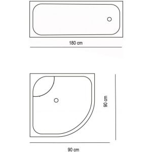 Banyo Paspas Ve Tek Kanat Duş Perdesi 1x180x200 Set Banyo Halısı Blue Square