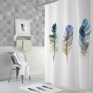 Banyo Perdesi 1x180x200 Tek Kanat Duş Perdesi Halka Hediyeli Duşakabin Perdesi Plume