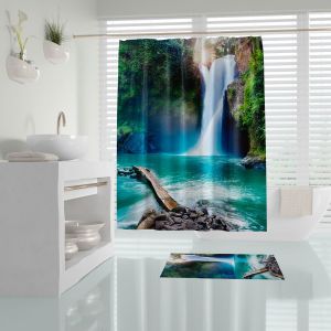 Banyo Paspas Ve Tek Kanat Duş Perdesi 1x180x200 Set Banyo Halısı Waterfall