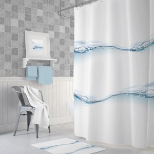 Banyo Paspas Ve Tek Kanat Duş Perdesi 1x180x200 Set Banyo Halısı Water Drop